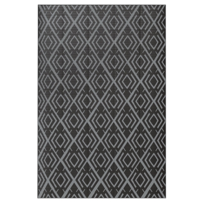 Outsunny Tapis d'extérieur réversible 1,8 x 2,7 m, en PP résistant aux intempéries, sac de transport inclus, noir et gris