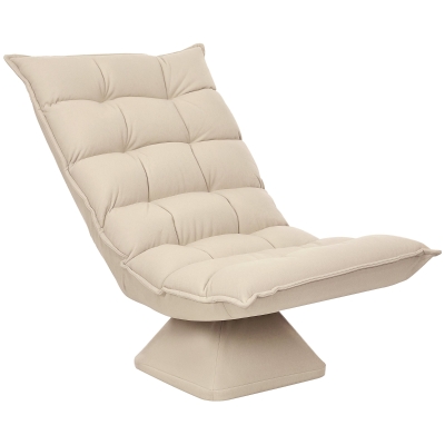 HOMCOM Fauteuil Relax Pivotant 360° Lin Beige