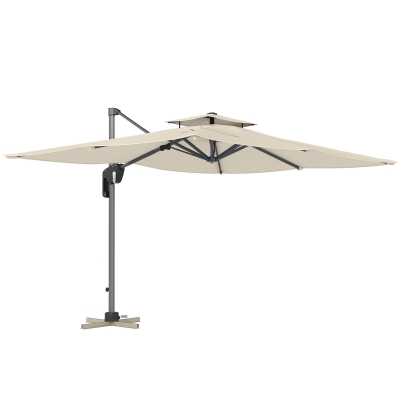 Outsunny Cantilever Parasol Aluminium Grey 3.7x2.7m