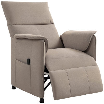HOMCOM Sillón Reclinable con Motor sin Escobillas Reposapiés Tapizado Resistente y Bolsillos Laterales 80x83x104 cm Marrón