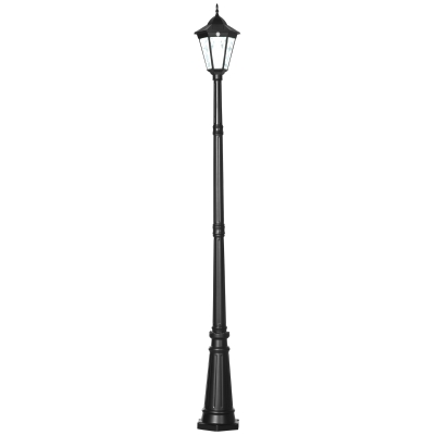 Outsunny 2.4m Solar Lamp Post LED Aluminium PIR Black