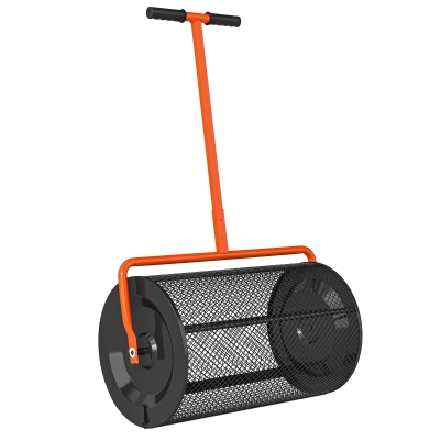 Outsunny 24" Compost Spreader Adjustable Handle Orange