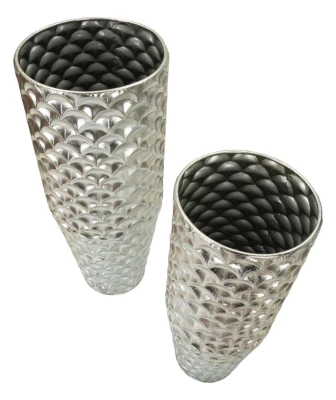 Mauro Ferretti Suport Vaze Set 2 Bucati Din Metal Argintiu cm Ø 37X92X-32X75