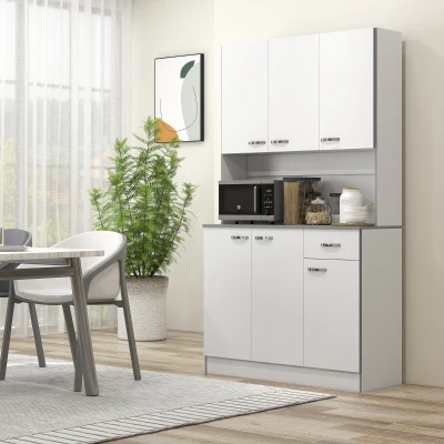 HOMCOM Kitchen Cupboard Storage Cabinet 6 Doors White