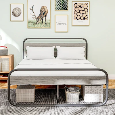 Bed Frame 152W x 206D x 100H cm Grey