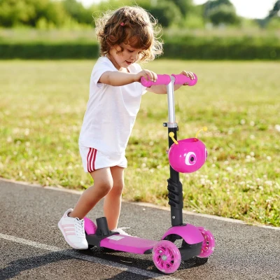 HOMCOM Trottinette 3 Roues Évolutive Rose Réglable