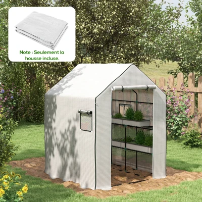 Outsunny Cubierta de reemplazo para invernadero de jardín 140x143x190 cm con ventana y puerta con Cremallera anti-UV