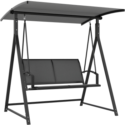 Outsunny Columpio de Jardín de 2 Plazas con Toldo Ajustable y Estructura Triangular de Metal Carga 220 kg 160x112x162 cm Gris