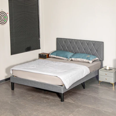 Double Bed Frame 145W x 196D x 120H cm Grey