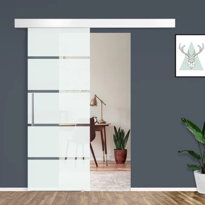 HOMCOM Porta scorrevole 75cm x 0.8cm x 210cm Trasparente