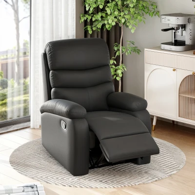 HOMCOM Reclining Chair PU Leather Black with Footrest