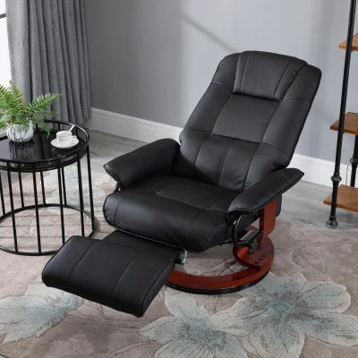 HOMCOM Manual Recliner Chair Faux Leather Black