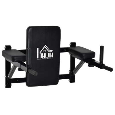 HOMCOM Wall-Mounted Dip Station Pull-Up Rack Home Gym