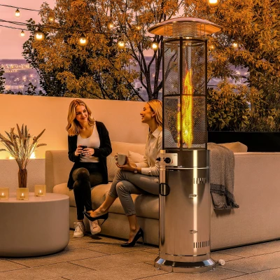 Outsunny Freestanding Gas Patio Heater Adjustable Silver