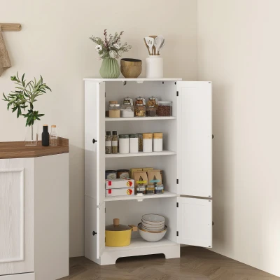 HOMCOM Credenza Cucina 2 Armadietti e Ripiano Regolabile Bianco