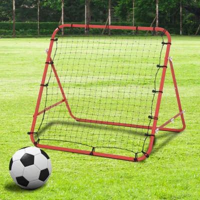 HOMCOM Rebounder für Fußball, Prellwand Rebound Netz, Metallrohr mit PE-Gewebe, Kickback Rückprallwand für Baseball Basketball, Fußballtor für Jugendliche Training 96x80x96cm, Rot
