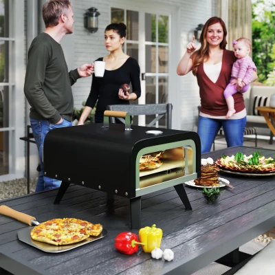Outsunny Portable Gas Pizza Oven 12" Stone Black