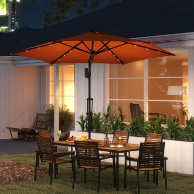Outsunny Cantilever Parasol with Solar LED Orange 3m