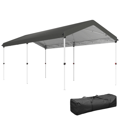 Outsunny Carpa Plegable 6x3 m con Altura Ajustable en 3 Niveles Protección UV50+ y Bolsa de Transporte Blanco