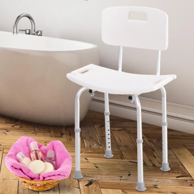HOMCOM Adjustable Bath Chair Shower Stool for Elderly