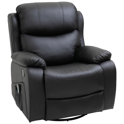 HOMCOM Reclining Chair with Massage & Heat, Black