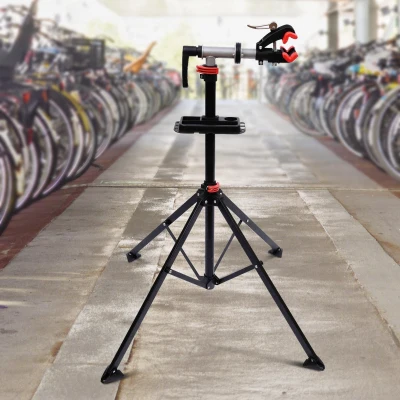 HOMCOM Cavalletto Manutenzione Bici Pieghevole e Regolabile Nero