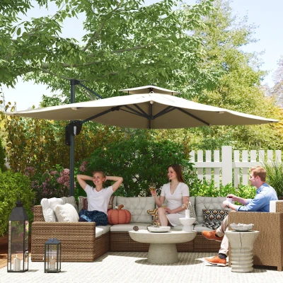 Outsunny Cantilever Parasol Aluminium Grey 3.7x2.7m