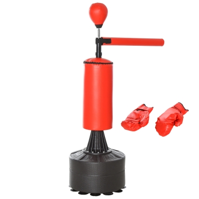 HOMCOM 3-IN-1 Boxing Punch Bag Stand with Speed Ball, Black