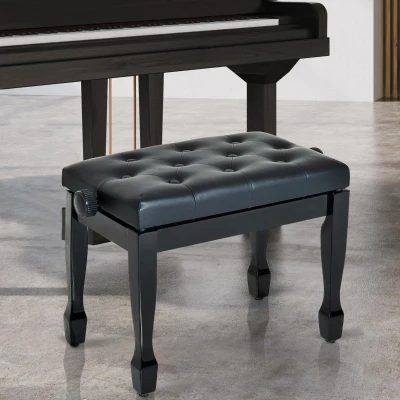 HOMCOM PU Leather Adjustable Piano Stool White