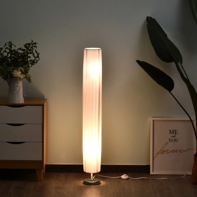 HOMCOM Candeeiro de Pé Moderno com Interruptor de Pé e Base de Aço Inoxidável Ø15x120 cm Branco