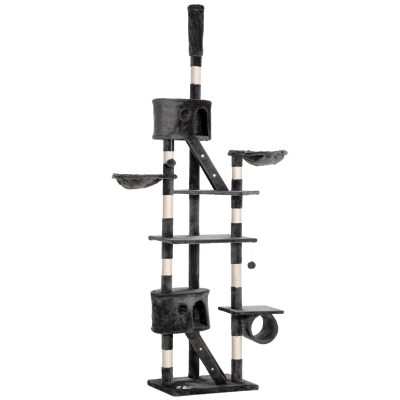 PawHut Adjustable Cat Tree Dark Grey 240-260cm