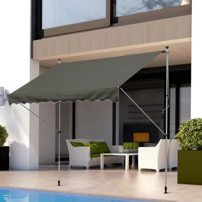 Outsunny Auvent Rétractable Gris Métal/Poly 3x1,5m