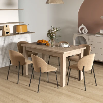 HOMCOM Mesa de Comedor Rectangular 140x80 cm para 6 Personas Tablero Laminado de 30 mm y Patas Robustas Estilo Moderno Natural