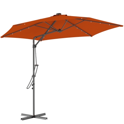 Outsunny Cantilever Parasol with Solar LED Orange 3m