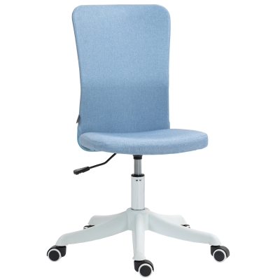 HOMCOM Silla de Oficina con Ruedas Altura Ajustable y Tapizado en Lino Sintético para Oficina o Estudio 53x43x85-93 cm Azul