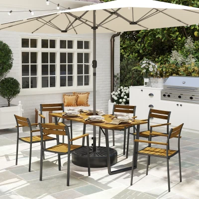 Outsunny 7 Piece Garden Dining Set Wood Table Chairs Brown