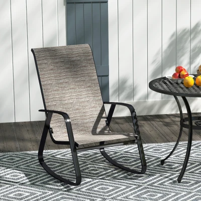Outsunny Outdoor Rocking Chair Steel Frame Light Brown