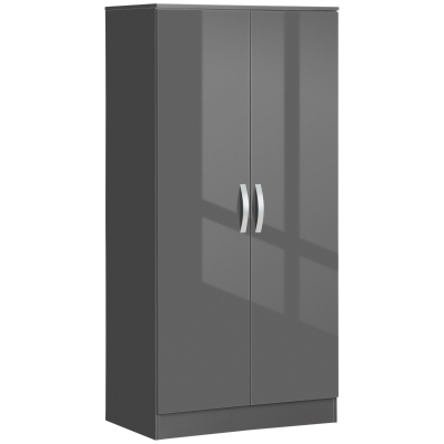 HOMCOM 2-Door Wardrobe with Hanging Rod Grey