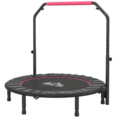 HOMCOM Mini Fitness Trampoline Adjustable Handle Pink 48"