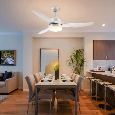 HOMCOM Deckenventilator mit LED-Licht, 2-in-1 Design, mit Timer, Fernbedienung, Deckenlampe mit Ventilator, Weiß
