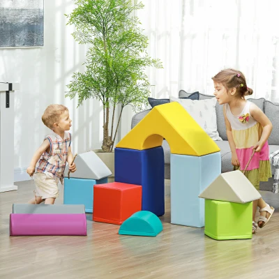 HOMCOM Set de Construcții Moi pentru Copii 1-3 Ani, 25x25x50 cm, Multicolor