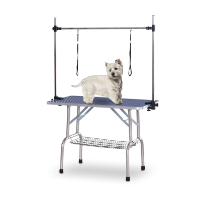 PawHut Tavolo da Toelettatura 107cm x 60cm x 170cm Blu