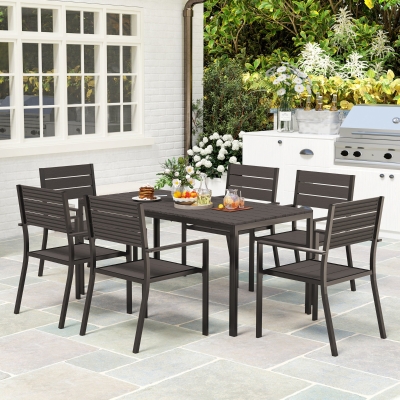 Set Masă de Grădină din 7 Piese, 160x80x74 cm, Maro