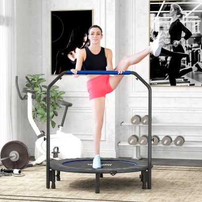 HOMCOM Foldable Mini Fitness Trampoline with Handle Blue
