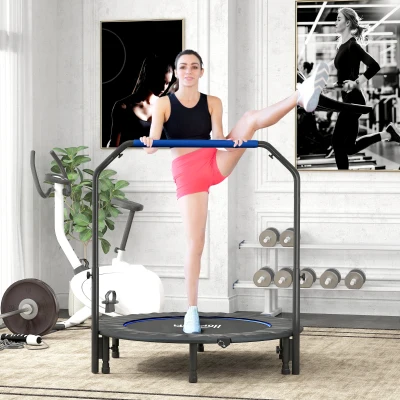 HOMCOM Foldable Mini Fitness Trampoline with Handle Blue