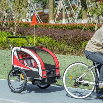 HOMCOM Baby Bike Trailer Steel Frame Red