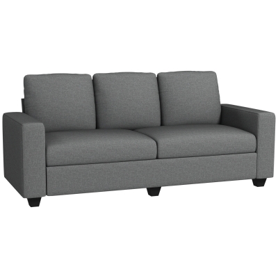 Canapea 3 locuri din material textil cu perne, 237x94x102cm, gri