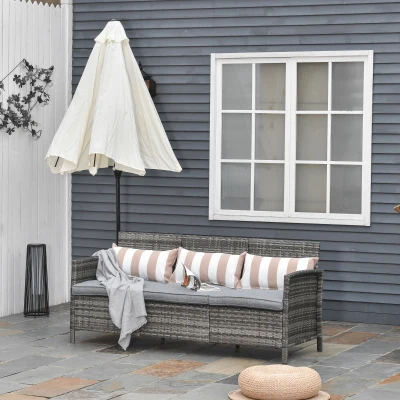 Outsunny Divano 3 posti da esterni 173cm x 68cm x 78cm Grigio