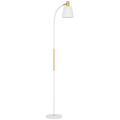 HOMCOM Lámpara de Pie LED con Altura Ajustable y Pantalla para Lectura 49x21x127-160 cm Blanco y Dorado