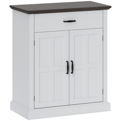 HOMCOM Farmhouse Sideboard with 3 cm Thick Top 2 Barn Doors - White